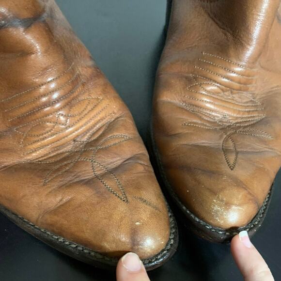 VTG Leather Western Cowgirl Zip Boots Women 9 Aztec Distressed Festival Concert - Picture 7 of 11